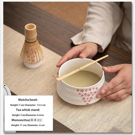 RisePlus Matcha Set - Includes Whisk, Bowl with Spout, Shovel, Whisk Holder - Tea Making Set