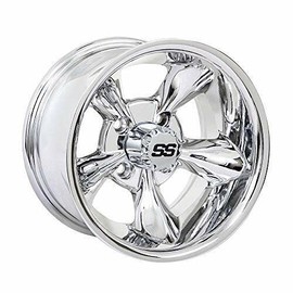 GTW Godfather - 10 Inch Aluminum Golf Cart Wheel 10x7 | 4-4 Bolt | 3:4 Offset (Chrome)