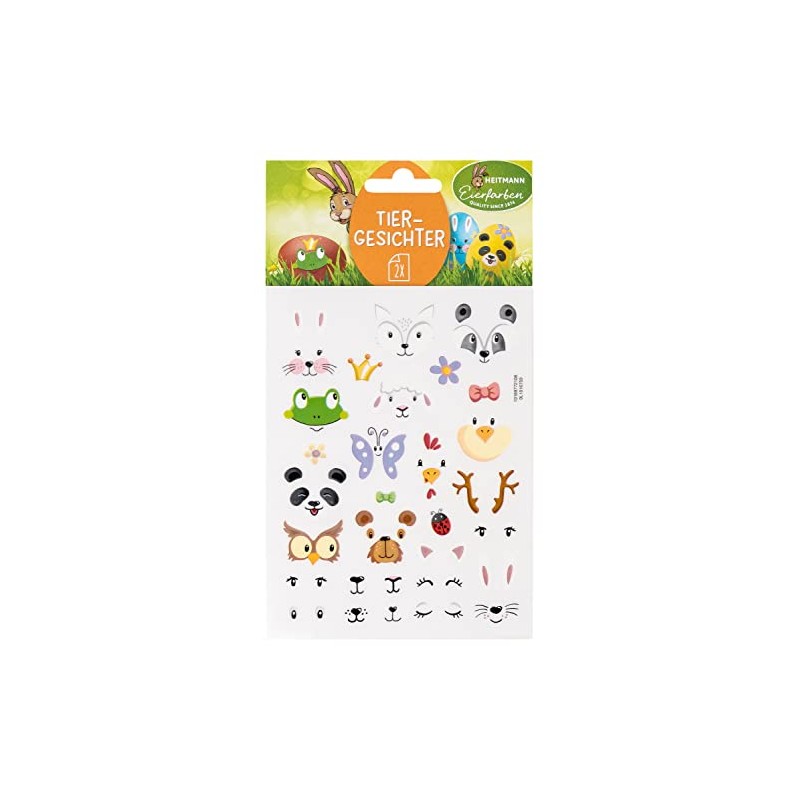 Heitmann Eierfarben - Stickers Animal Faces - 2 Sheets, 1016759,