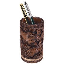 Craft Trade Pen Holder for Desk Decorative Handcarved Wooden Flower Design Pencil Holder Office Desk Décor Desk Organizer Pen Holder Office Accessories Caddy for Office Home School