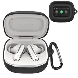 YAODLE Case Compatible with JBL Live Flex 3 Protective Case, Shockproof Soft Case, with Carabiner, Anti-Fingerprint, Anti-Abrasion (Black)