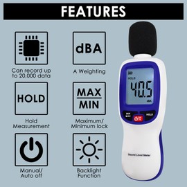 Wireless Sound Level Meter with Bluetooth: Portable Decibel Meter, App Data Logging, and High Accuracy SPL Meter 0~130dB for Professional Noise Inspections and Home Use