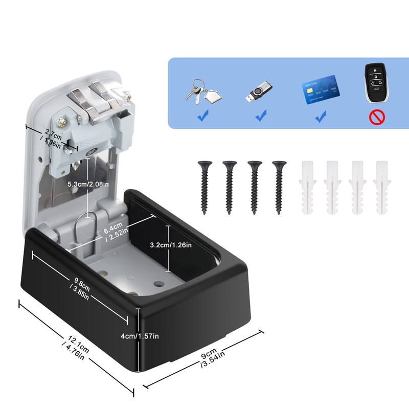 ZHEGE Key Safe with Number Code for Outdoors, Key Box
