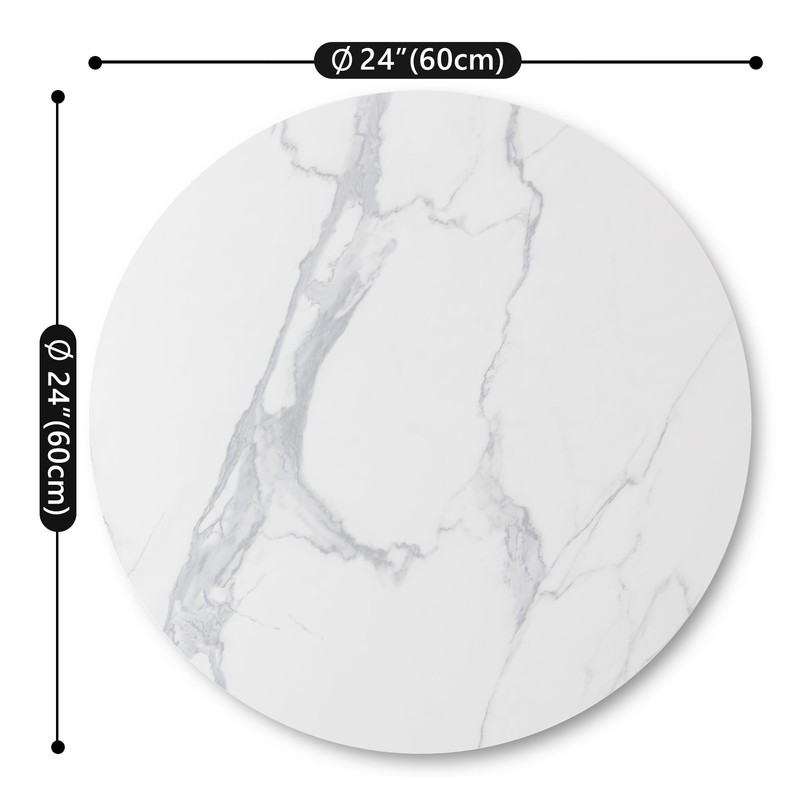 SSTBLEV Round Table Top, 23.6” White Sintered Stone Tabletop, DIY