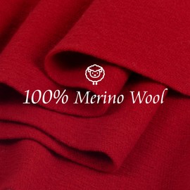 PuTian 100% Merino Wool Scarf for Men & Women Soft Warm Breathable Everyday Knitted Neck Wear for Fall Winter Cold Weather Thermal Neck Warmer, Red