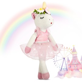 Shappy Christmas Unicorn Stuffed Animals 17 Inches Ballerina Doll Wool Plush Unicorn Toys for Girls Birthday Gift (Pink)