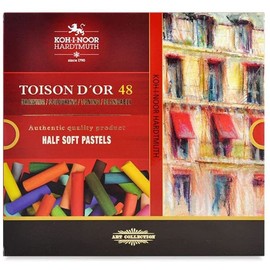 Koh-I-Noor Toison D'Or Artist's Quality Round Half Soft Pastel - Set of 48 - Assorted Colour