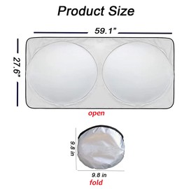 YQQZQ Upgraded Foldable Car Sun Shade Covers,Collapsible Car Windshield Sun Shade Maximise UV Protection,Keep Vehicle Cooler(150cm*70cm)