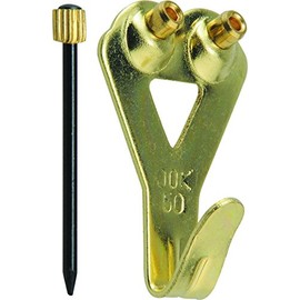 OOK 533010 Professional Picture Hangers, Art Hangers, Brass Finish, Reusable Picture Hooks, 50lb (2 set)