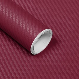 Lypumso 3D Dark Red Carbon Fiber Vinyl Wraps, Automotive Self Adhesive DIY Decal Sheet Film for Car Interior Decoration and Outdoor Waterproof Protection 1ft x 5ft