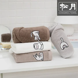 Songwol Towel Songwol Yoga Cat Face Towels 8 sheets, dark brown / 송월타올 송월 요가고양이 세면타월 8장, 진갈색