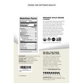 Terrasoul Superfoods Organic Raw Cashews (Mylk Grade), 2 Pounds
