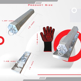 KU-koruo Pellet Smoker Tube with Tube Lid & Tray – 5 Hours of Billowing Smoke, Hot or Cold Smoking, for Any Grill or Smoker– Tray is Compatible With All Standard 12-inch Hexagonal Smoker Tubes