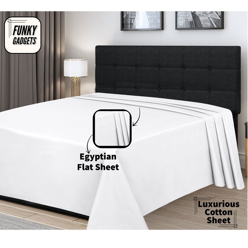 Funky Gadgets Single Bed Flat Sheets White 100% Egyptian Cotton