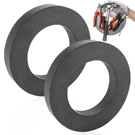 Pack of 2 Ring Magnet, Diameter 70 mm x 32 mm x 15 mm Ferrite Ring Magnet with Hole, Magnetic Ring, Heavy Duty Ring Magnets, Magnetic Disc with Hole Ring for Industry, DIY, Crafts, Science Projects