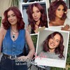 Eawwii Wine Red Short Wavy Wig for Women Lace Hairline
