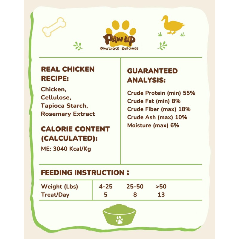 PAWUP Freeze Dried Chicken Dog Treats with Edible Rawhide Stick,