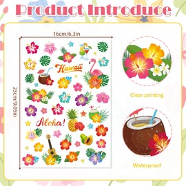 Papiailove 200+ Hibiscus Temporary Tattoos, Hawaii Flower Tattoo Stickers for Kids Women, Summer Hawaiian Aloha Party Favors Goodie Bag Fillers Supplies Decorations, School Prizes Rewards Gifts