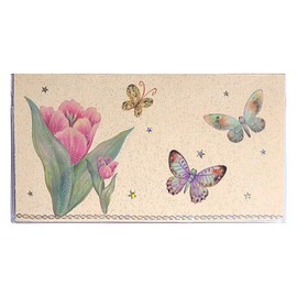 2 Year Checkbook Size 3"x 6" Bling Glitter Calendar Planner Datebook w Note Pad Floral Flowers (Tan Butterflies, 2025-2026)