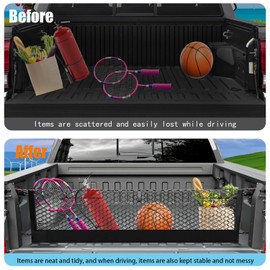 Envelope Style Truck Bed Cargo Net Compatible with Ford F150 2015-2024 2025,Highly Elastic Truck Cargo Net for F150 Accessories, Upgraded Storage Bag & Heavy Duty Carabiners