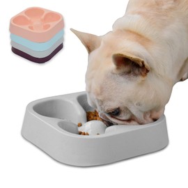 Hifrenchies Healthy French Bulldog Slow Feeding Dog Bowl, Dog Cat Slow Feeding Bowl, Slow Feeder for Frenchie (Grey Four Leaf Clover Bowl)