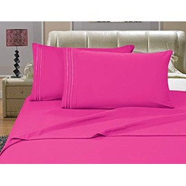 Elegant Comfort Bedding Collection 4-Piece Bed Sheet Set 1500 Premier Hotel Quality Wrinkle Free with Deep Pockets, Full, Hot Pink