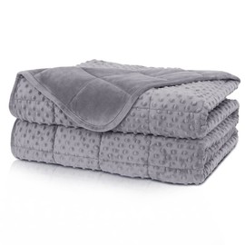 Huloo Sleep Weighted Blanket Twin 12lbs for Adult(48"×72",Gray) Breathable Soft Minky Weighted Throw Blanket for All Season,Heavy Blanket with Premium Glass Beads