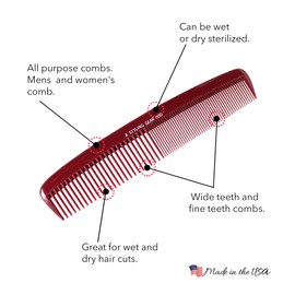 Styling Gear 300 peines grandes de 8.5 pulgadas. Specialty Hair Styling Cutting Master Barber Stylist Peines Borgoña 1 unidad