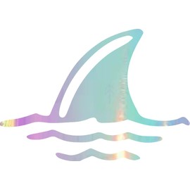 NBFU Decals Shark Fin in Water Ocean 1 (Holographic Opal Purple) (Set of 2) Premium Waterproof Vinyl Decal Stickers Laptop Phone Accessory Helmet Car Window Bumper Mug Tuber Cup Door Wall Decoration