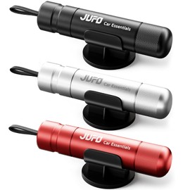 JUFO 3 packs Car Escape Tool with Seat Belt Cutter Quick Emergency Window Breaker Escape Safety Hammer (Red+Black+Silver)