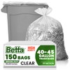 Betta 40-45 Gallon Clear High-Density Trash Bags, 150 Count Box,