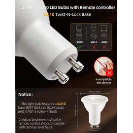 ILC GU10 LED Light Bulb, 40 Watt Equivalent Color Changing 12 Colors 5W Dimmable Daylight White 5000K RGB LED Light Bulbs with Remote Control (Pack of 4)