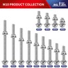 M10 x 60mm Flanged Hex Head Bolts, Nuts, Flat &