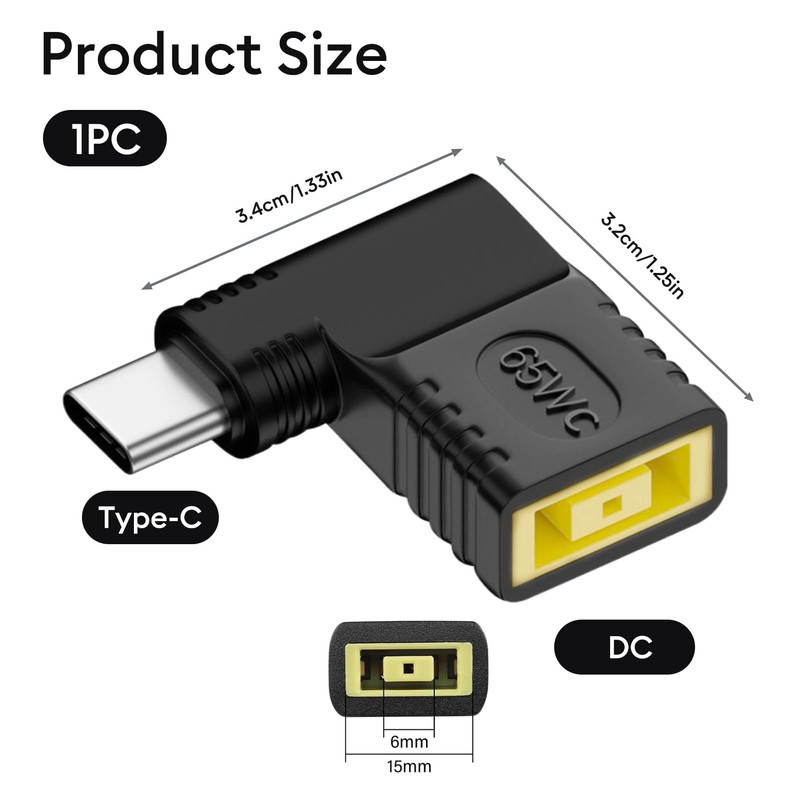 USB C to Thin Tip Adapter 90 Degree USB C