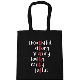 Hippowarehouse thouGhtful stRong amAzing loviNg cariNg joYful (Granny) Tote Shopping Gym Beach Bag 42cm x38cm, 10 litres