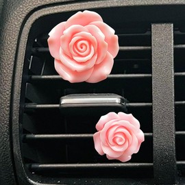 ZIMISI 2PCS Rose Flower Car Dashboard Air Vent Trim Clips, Car Air Freshener Vent Clip, Auto Outlet Diffuser Decoration Charm, Universal Vehicle Interior Aesthetic Accessories for Women (Pink)