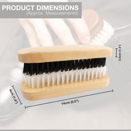 2 Shoe Brush Set - Traditional Wooden Handle Brushes For Cleaning, Polishing Leather Shoes & Boots, Buffing, Soft & Stiff Bristles