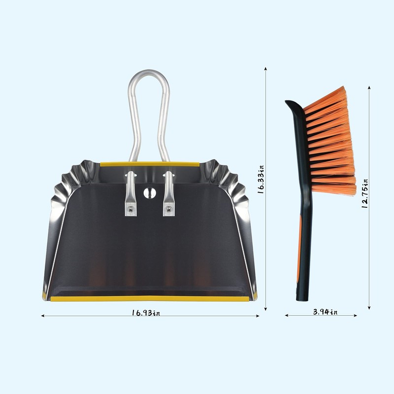 PHYEX 1-Pack 17" Heavy Duty Metal Dust Pan with Cleaning