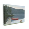 Stupell Industries Docked Row Boat Lake Forest Landscape Pet Dogs,