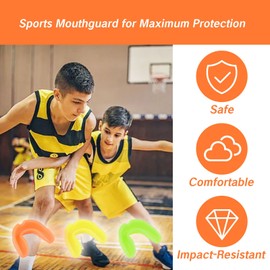 3Pcs Mouth Guard for Braces Upper Lower Mouth Guard for Braces Sport Youth Adult Soft Mouthguard Teeth Protection for Braces Sports Football Jujitsu Karate (Green Yellow Orange)