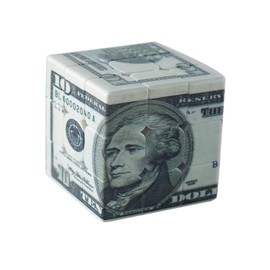 Speed Cube 3x3 Ten-Dollar Notes/Bill Back Pattern Magic Cube Puzzle,IQ Games Puzzles Relief Effect Adult Toys,5.6cm/2.2" (10 Dollars)