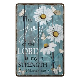 Aenaon Vintage Tin Sign The Joy of The Lord is My Strength Retro Home Kitchen Bar Rustic Wall Decor Funny Decor Sign 8x12 Inches