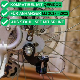 Bicycle Trailer Coupler, 2 Sets Black with Safety Pin Compatible with Qeridoo Speedkid, Sportrex, Kidgoo, MJ 2017-2022, Bicycle Hitch Trailer, Drawbar Adapter, Bicycle Tow Bar