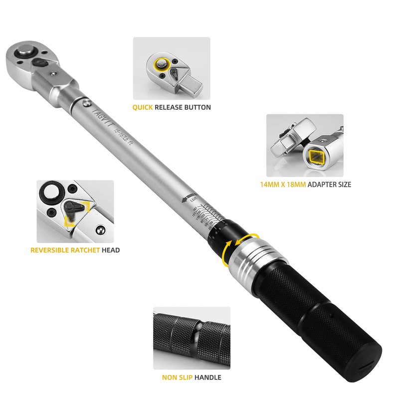 14mm x 18mm Open End Interchangeable Torque Wrench Set, Chrome