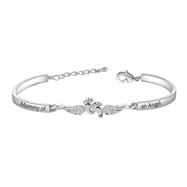 Gzrlyf Mommy of an Angel Bracelet Miscarriage Jewelry Infant Loss Gifts Memorial Gifts for Loss of Loved One (White Gold)