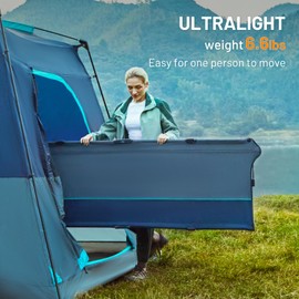 TIMBER RIDGE Lightweight Aluminum Camping Cot, 20-Second Quick Set-Up Folding Cot with Zipper Closure, Portable Carry Bag Included for Camping, Travel and Outdoors, Support up to 225lbs, Blue 2pcs