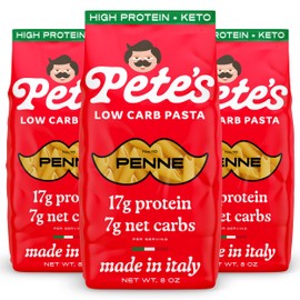 17g High Protein Penne Pasta | 7g Low Carb Keto Pasta | Healthy, Italian Pasta From Italy | 3-Pack, 8oz - Pete's Pasta