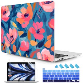 Lepeoac for MacBook Pro 16 inch Case 2019 2020 Release Model A2141, [Sturdy Shockproof] Hard Shell Case with Screen Protector & Keyboard Cover & Dust Plug, Flowers Print