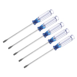 sourcing map Mini Slotted Screwdriver, 3.0 mm Flat Head 127 mm Length for Repairing Small Devices, Pack of 5
