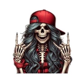 Rock Star Skeleton Vinyl Sticker - 5 x 5 Inches Skeleton Mom Life Stickers for Bumper Laptop Tumblers Cars Window